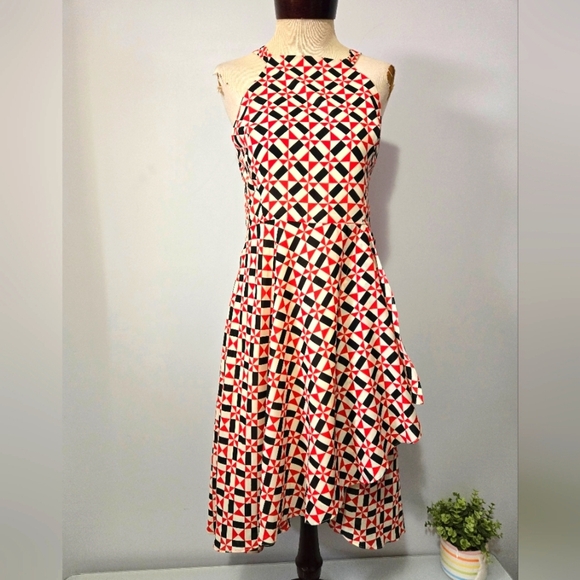 EVA FRANCO Anthropologie Geometric Patterned Halter Dress. Size M - Picture 1 of 15